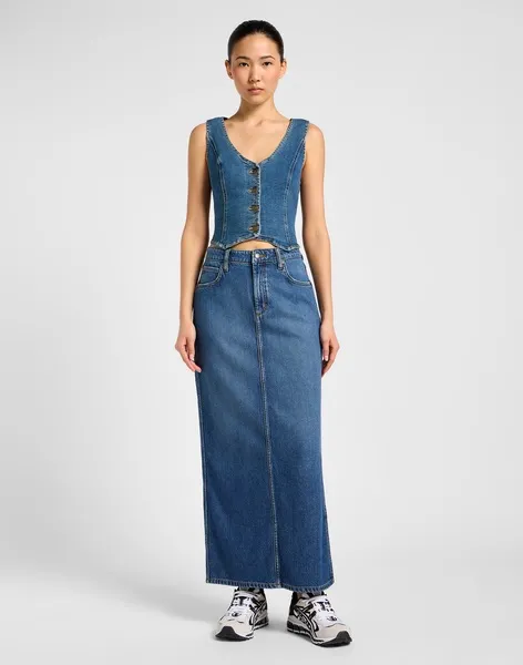 Side Slit Maxi Skirt - Denim - Afbeelding 2