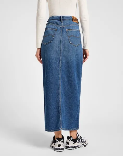 Side Slit Maxi Skirt - Denim - Afbeelding 3